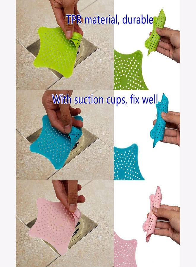 MALL Sky MALL Silicone Star Shaped Sink Filter Bathroom Hair Catcher, Drain Strainers Cover Trap Basin (Multi-Colour) (2) - Image 2